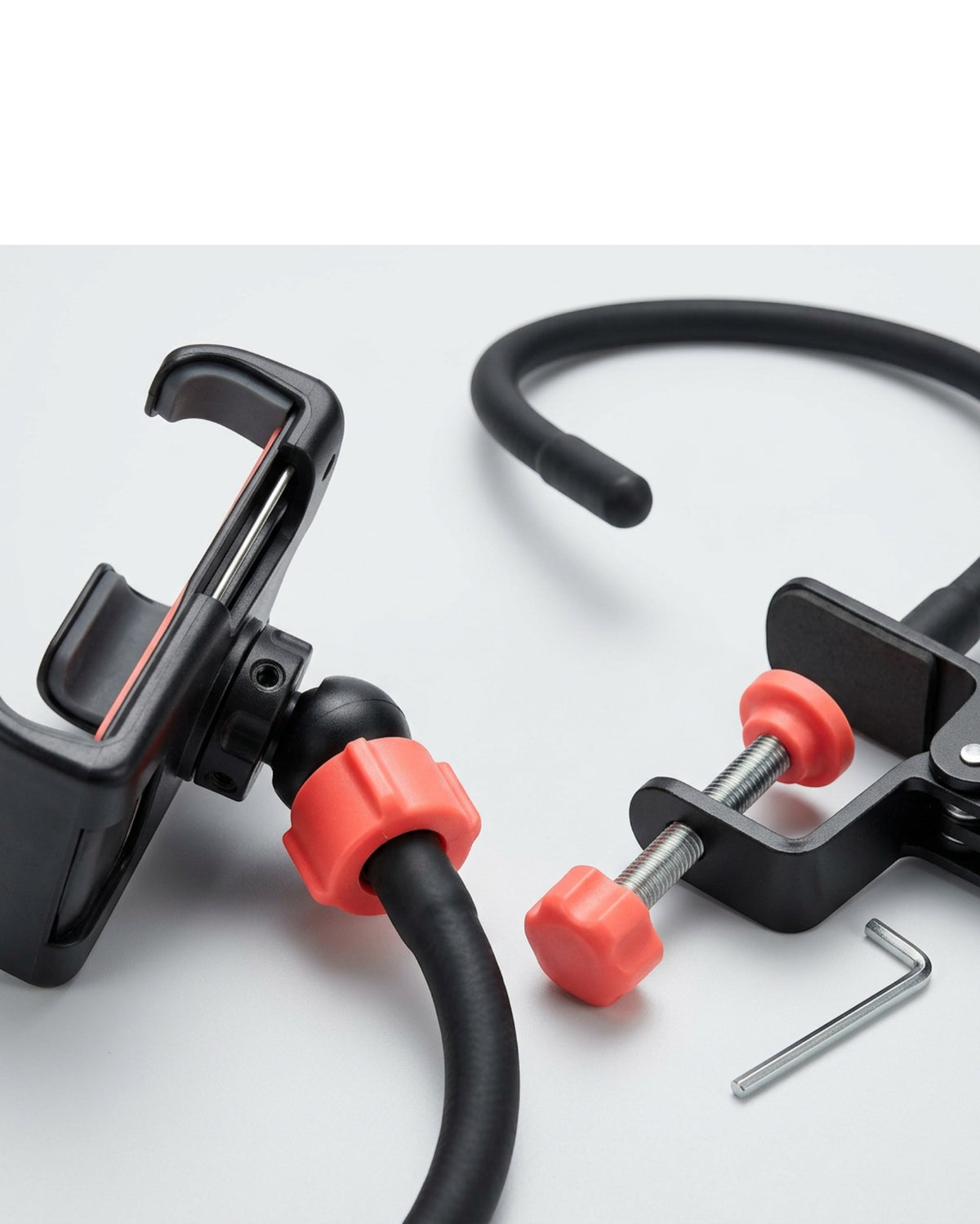 Tovao 80 cm Gooseneck Clamp Phone Holder Black with Coral Locks - Detail view