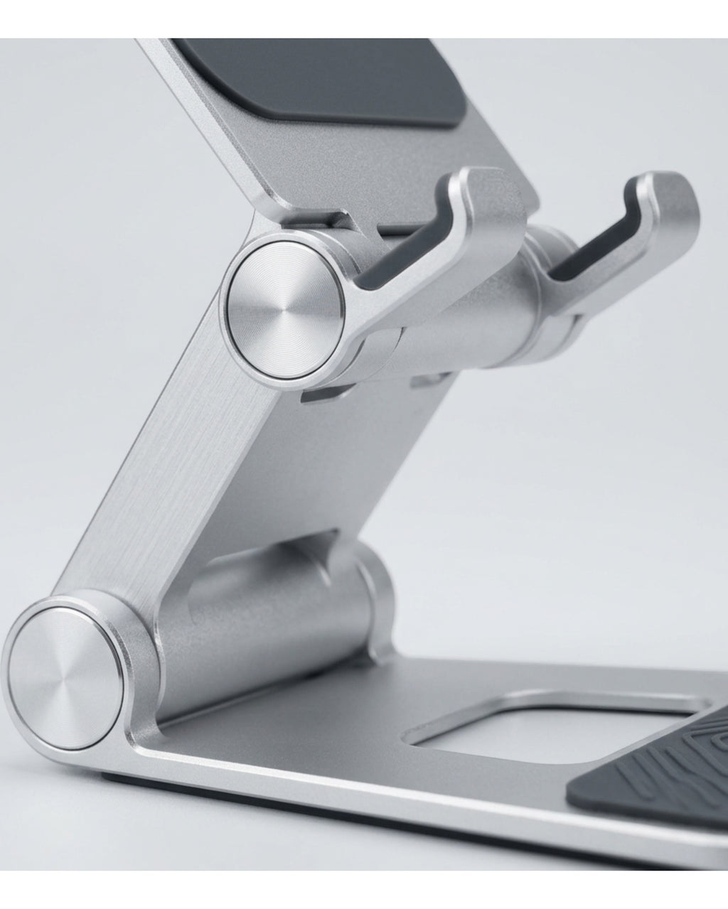 Tovao Foldable Aluminum Phone Stand with Dual Hinge Silver - Detail view