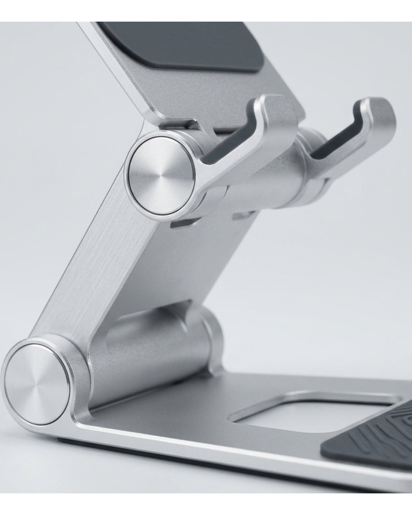 Tovao Foldable Aluminum Phone Stand with Dual Hinge Silver - Detail view