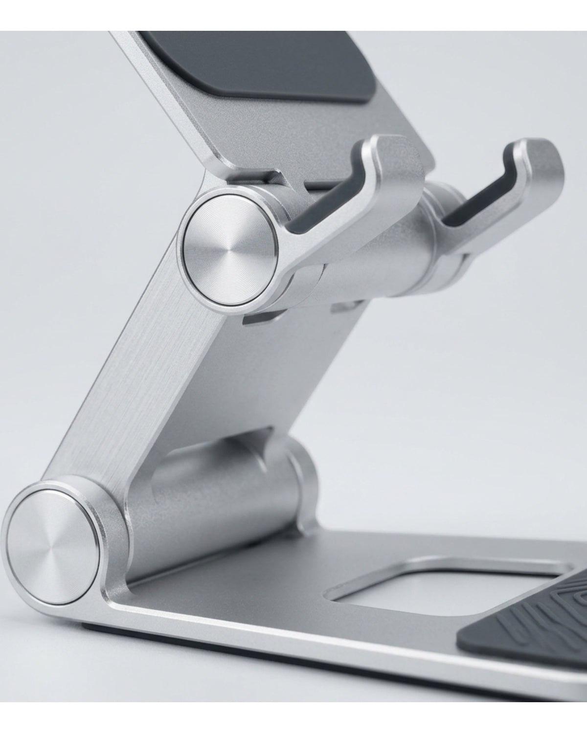 Tovao Foldable Aluminum Phone Stand with Dual Hinge Silver - Detail view