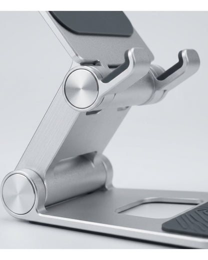 Tovao Foldable Aluminum Phone Stand with Dual Hinge Silver - Detail view